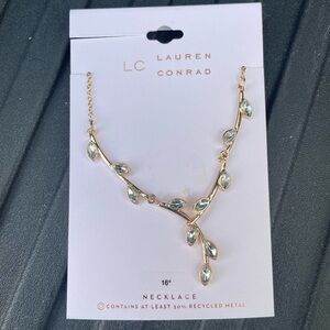 Gold Tone Necklace Vine Leaf LC Lauren Conrad Simulated Crystal